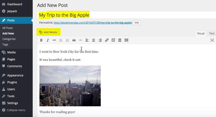 Add Content to Your Post & Publish