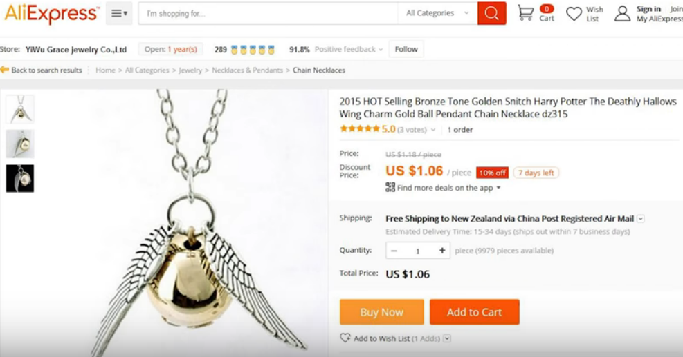 Golden Snitch necklace Price on AliExpress