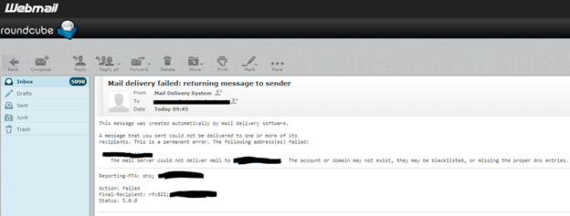 Mail delivery failed: returning message to sender